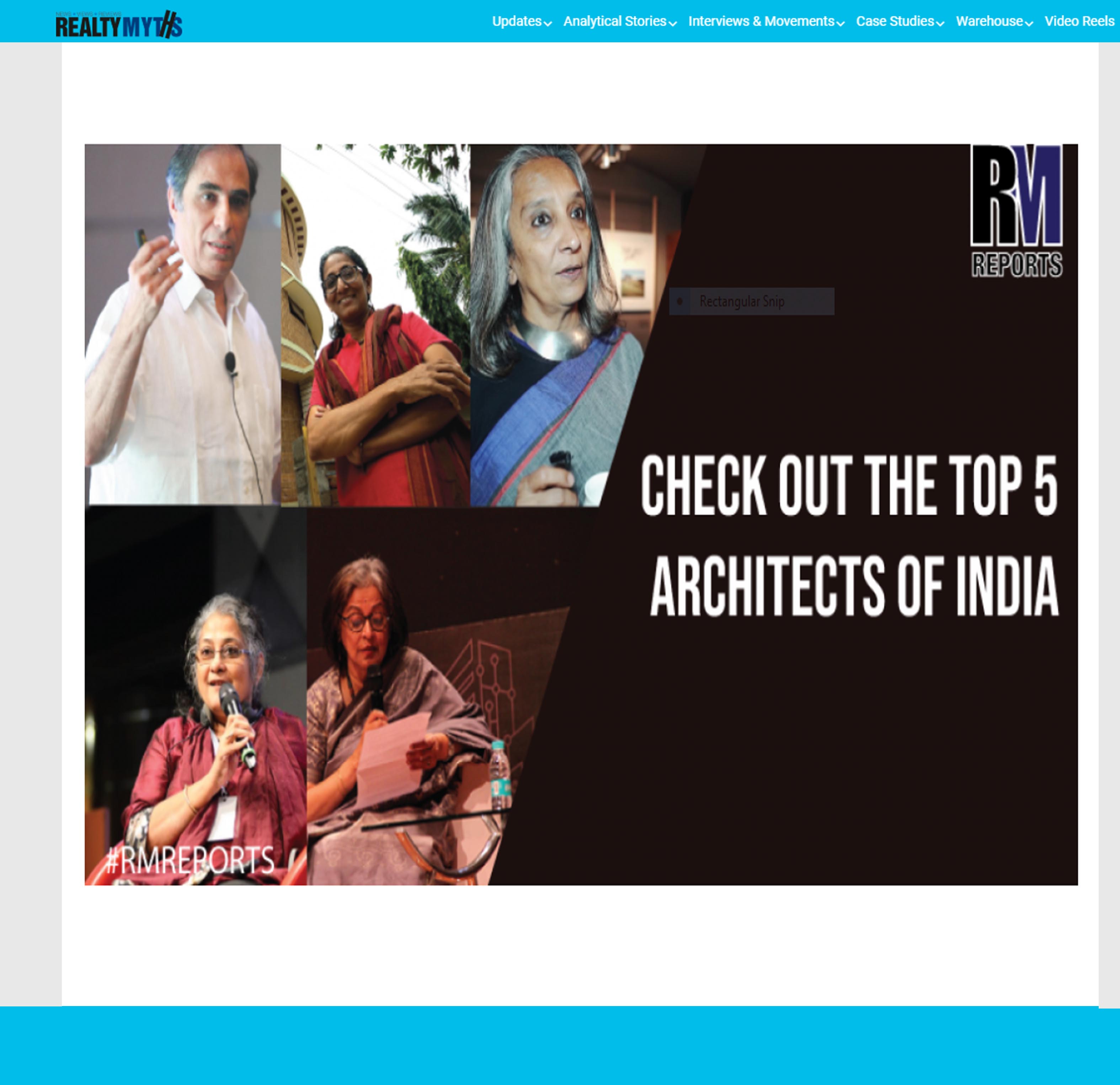 Check out the top 5 Architects of India, Realty myths - March 2018